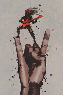 

hand in rock n roll sign canvas art Canvas Art(27 inch X 18 inch, Rolled)