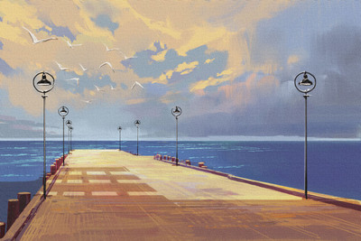 

bridge against sky illustraion canvas art Canvas Art(18 inch X 27 inch, Rolled)