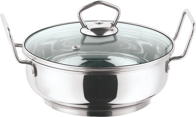 

Vinod Cookware Induction Friendly Stainless Steel Kadhai 3 cm with Lid(Stainless Steel)