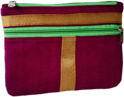 

auk Elegant Bridal Silk Multi Use Money & Cosmetic purse Cosmetic Bag(Multicolor)