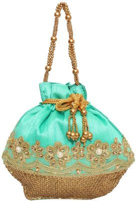 

Bagaholics Ethnic Silk Potli Batwa Potli(Green)