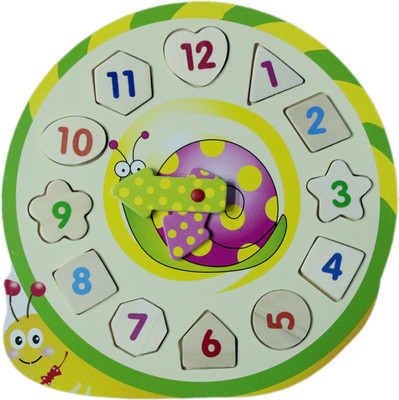 

Hnt Kids wooden clock geometrical shapes and number puzzle(13 Pieces)