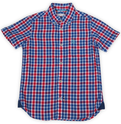 

Us Polo Kids Boys Checkered Casual Blue Shirt, Me red