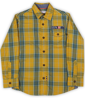 

Us Polo Kids Boys Checkered Casual Yellow Shirt, Med. yellow