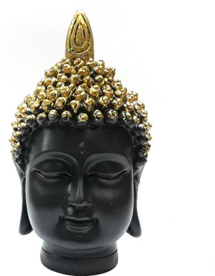 

LOF Polyresin Black and Golden Buddha Head Face Figurine Home Decoration Gift For Diwali Decorative Showpiece - 18 cm(Porcelain, Multicolor)
