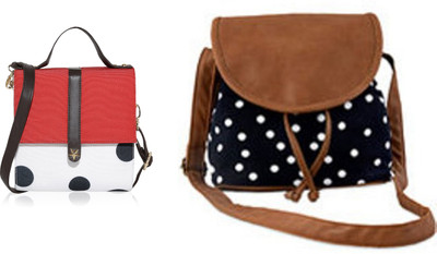 Kleio Women Casual White, Black Canvas, PU Sling Bag Flipkart