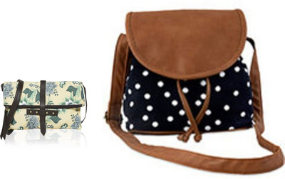 

Kleio Women Casual Multicolor Canvas, PU Sling Bag