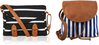 

Kleio Women Casual Black, Blue, Brown Canvas, PU Sling Bag