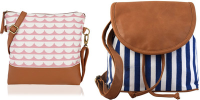 

Kleio Women Casual Pink, Blue, Brown Canvas, PU Sling Bag, Blue;brown;pink