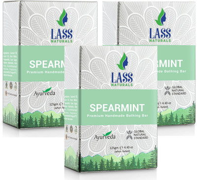 

Lass Naturals Spearmint Handmade Premium Bathing Soap - Pack of 3(375 g, Pack of 3)