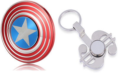 

Emob Super Hero Illusion & Dollar Keychain Metal Fidget Hand Spinner Toy - Pack of 2(Multicolor)