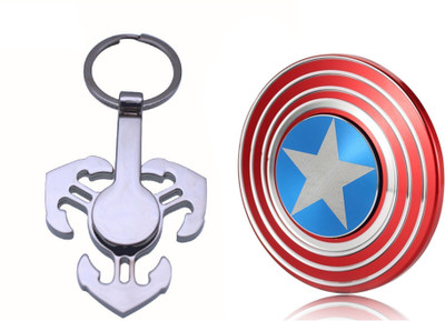 

Emob Super Hero Illusion & Anchor Keychain Metal Fidget Hand Spinner Toy - Pack of 2(Multicolor)