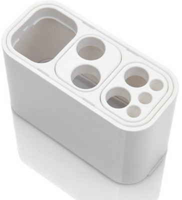

HOKIPO Bathroom Organizer Rack Stand Plastic Toothbrush Holder(White)