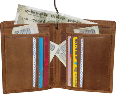 

Kan Hunter Leather Document Holder/Card holder wallet with 6 card slots for Men & Boys(Tan)