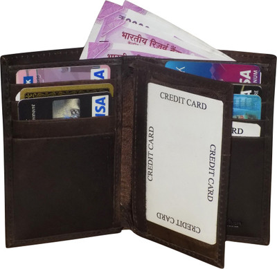 

Kan Hunter Leather Document Holder/Card Holder with 12 card slots for Men & Boys(Brown)