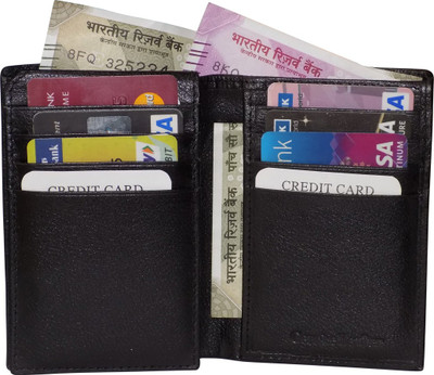 

Kan Pure Leather Document Holder/Card Holder with 8 card slots for Men & Boys(Black)