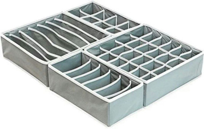 

House of kart Set Of 4 Foldable Drawer Dividers, Storage Boxes For Clothing, Shoes, Underwear, Bra, Socks(Grey)