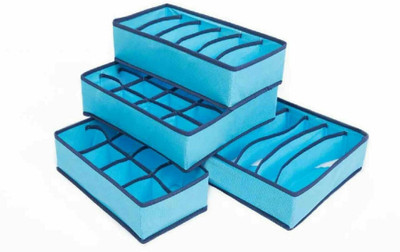

House of kart Drawer Organizer Storage Box Drawer Dividers Innerwear Organizer Wardrobe Organizer for Innerwear, Clothing, Shoes, Underwear, Bra, Socks, Tie, etc (BLUE)(Blue)