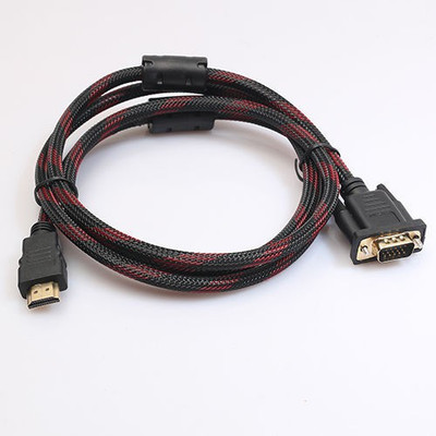 Smart Tech TV-out Cable Hdmi To Vga 1.5 meter Nylon Cable(Black, For Projector)