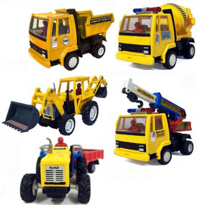 

Bonkerz Construction Trucks Set of Five For Kids(Multicolor)