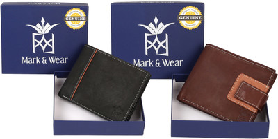 

Mark & Wear Men Multicolor Genuine Leather Wallet(7 Card Slots), Black brown