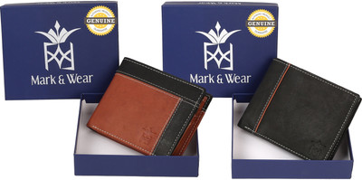 

Mark & Wear Men Multicolor Genuine Leather Wallet(7 Card Slots), Black tan