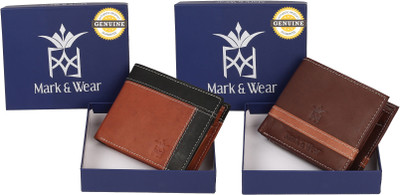 

Mark & Wear Men Multicolor Genuine Leather Wallet(7 Card Slots), Black brown
