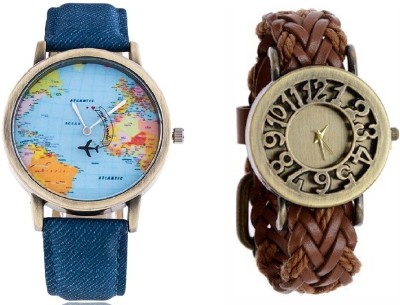 DECLASSE WORLD MAP MEN WATCH & Classic Vintage Hollow Wooven Leather PARTY WEAR Watch  - For Couple   Watches  (Declasse)