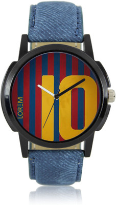 LOREM New LR10 Blue Leather MESSI Jersey Designer Mens Watch  - For Boys   Watches  (LOREM)