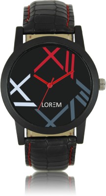 LOREM New LR12 Black Leather Mens Watch  - For Boys   Watches  (LOREM)