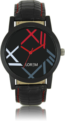 

LOREM New LR12 Black Leather Mens Watch - For Boys