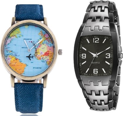 COSMIC SILVER GREY TWO TONE COLLECTION MEN WATCH AND WORLD MAP PARTY WEAR Watch  - For Men   Watches  (COSMIC)