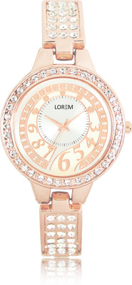

LOREM New LR216 Rose Gold Metal Diamond Studed Bracelet Girls Watch - For Women