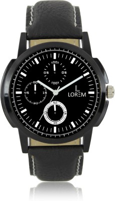 LOREM New LR13 Black Leather Multifunction Look Boys Watch  - For Men   Watches  (LOREM)