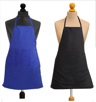 YELLOW WEAVES Polyester Home Use Apron - Free Size(Blue, Black, Pack of 2)