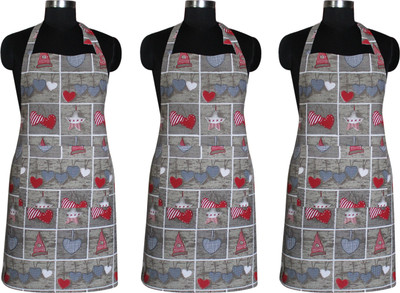 AIRWILL Cotton Home Use Apron - Free Size(Multicolor, Pack of 3)