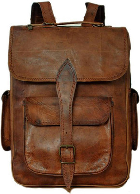 

iHandikart Handmade Leather Bag | Backpack | Laptop Bag | 15" x 11" x 4" 10 L Backpack(Brown)