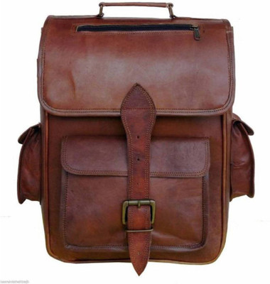 

iHandikart Handmade Leather Bag | Backpack | Shoulder Bag | Brown Bag | Laptop Bag | 15" x 11" x 4" 10 L Backpack(Brown)