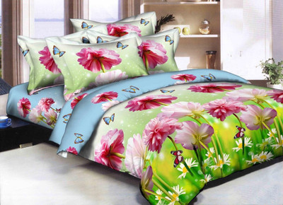 

Astra Polycotton Double King Polka Bedsheet(Pack of 1, Green, Blue), Blue;green