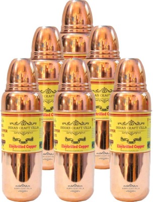 Indian Craft Villa Handmade High Quality Pure Solid Copper Set of 6 Water Bottle Volume 850 ML for Storage Drinking Water Home Garden Hotel Restaurant Ware Gift Item Home Decorate 5100 ml Bottle(Pack of 6, Brown, Copper)