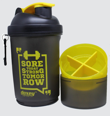 

doxey Double Storage Protein Gym Shakers 500 ml Shaker(Pack of 1, Yellow)