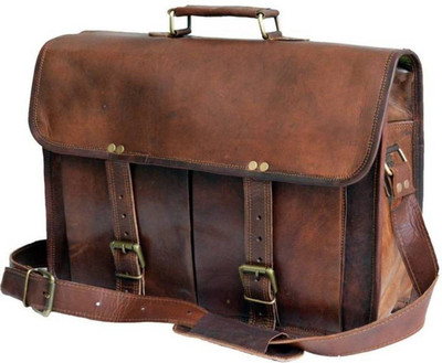 

craftshades Handmade leather bag Medium Briefcase - For Men & Women(Brown)
