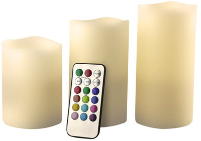

VibeX ® Round LED Candle Lights 3" 4" 6" Vanilla Scented, Flameless, Color Changing With Flickering Flame, Smooth Real Wax, High Performance With Remote Control Timer Candle(Multicolor, Pack of 3)