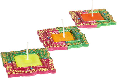

1 For Everyone Multi Colour Deep-03 Candle(Multicolor, Pack of 03)