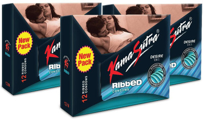 KamaSutra Desire Ribbed Monthly Combo Condom(Set of 3, 12S)
