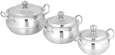 

Premium Designer 3Pcs handi Cookware Set-Silver Touch Cookware Set(Stainless Steel, 6 - Piece)