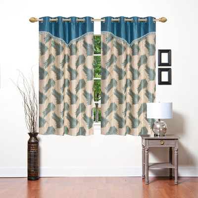 

Stella Creations 154 cm (5 ft) Polyester Window Curtain (Pack Of 2)(Printed, Light Blue)