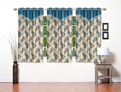 

Stella Creations 154 cm (5 ft) Polyester Window Curtain (Pack Of 3)(Printed, Light Blue)
