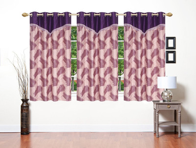 

Stella Creations 154 cm (5 ft) Polyester Window Curtain (Pack Of 3)(Printed, Blue)