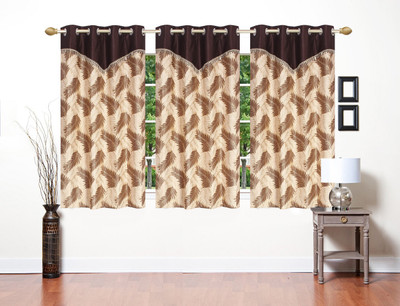 

Stella Creations 154 cm (5 ft) Polyester Window Curtain (Pack Of 3)(Printed, Brown)
